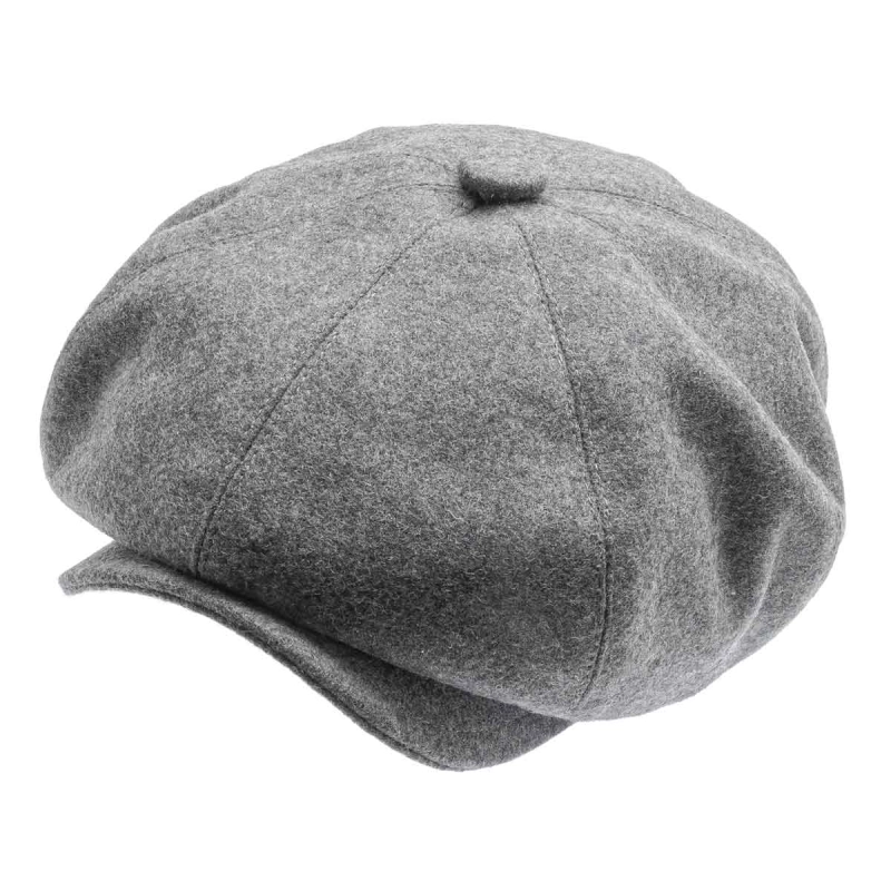 Kaszkiet wełniany - cyklistówka - kolor szary EM