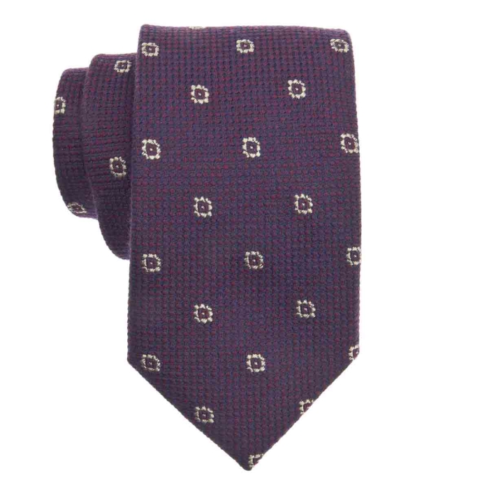 Zestaw Prezentowy dla mężczyzny wykonany z jedwabiu w kolorze bordowo - złotym: krawat + poszetka + spinki zapakowane w drewniane pudełko EM 35