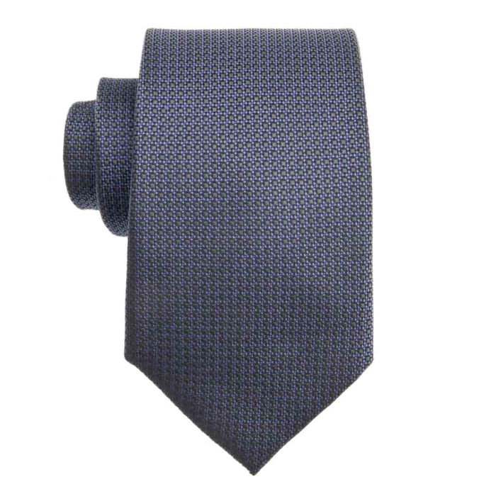 Zestaw Prezentowy dla mężczyzny wykonany z jedwabiu w kolorze granatowo - czerwonym: krawat + poszetka + spinki zapakowane w drewniane pudełko EM 35