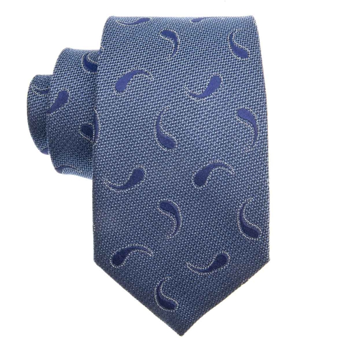 Zestaw Prezentowy dla mężczyzny wykonany z jedwabiu w kolorze niebieskim: krawat + poszetka + spinki zapakowane w drewniane pudełko EM 35