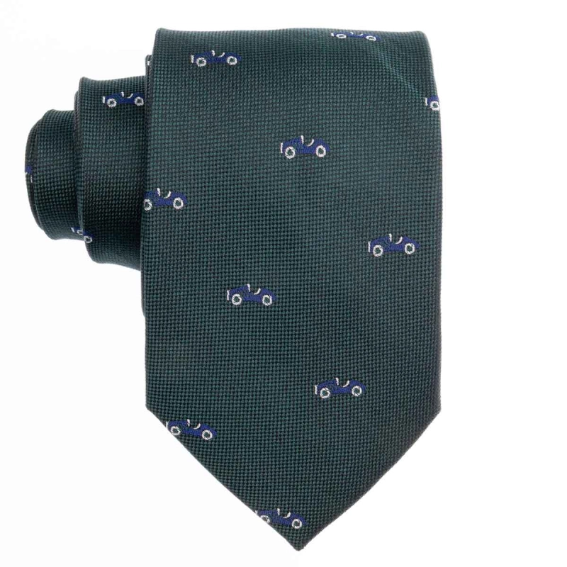 Zestaw Prezentowy dla mężczyzny wykonany z jedwabiu w kolorze zielonym: krawat + poszetka + spinki zapakowane w drewniane pudełko EM 35