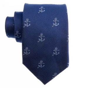 Zestaw Prezentowy dla mężczyzny wykonany z jedwabiu w kolorze granatowym: krawat + poszetka + spinki zapakowane w drewniane pudełko EM 35