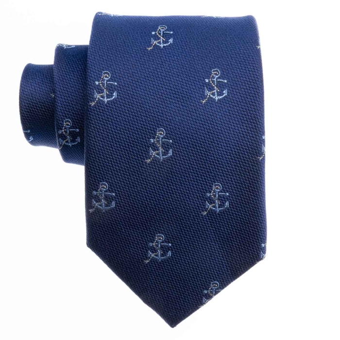 Zestaw Prezentowy dla mężczyzny wykonany z jedwabiu w kolorze granatowym: krawat + poszetka + spinki zapakowane w drewniane pudełko EM 35