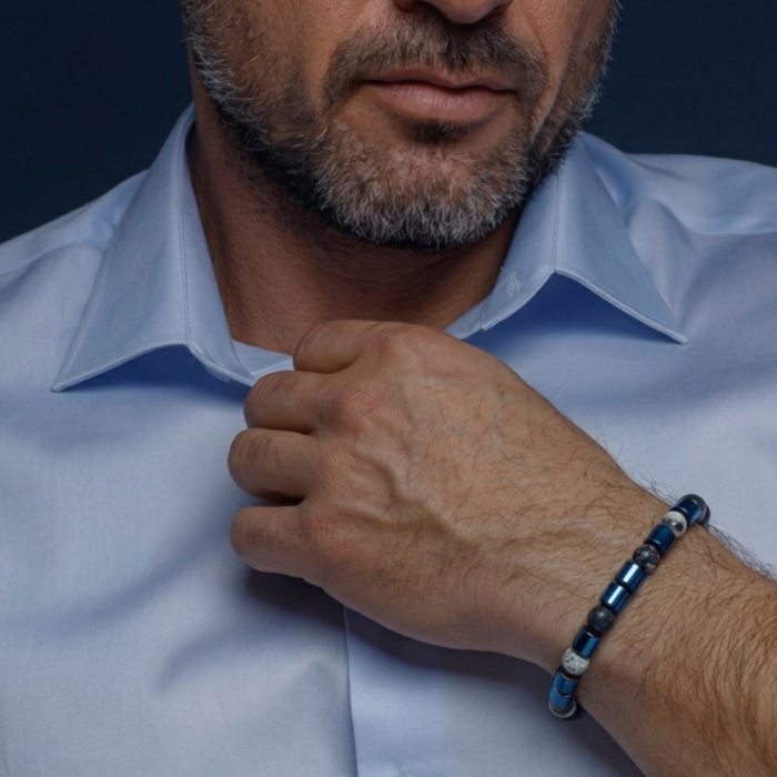 Bransoletka granatowo-niebieska koraliki