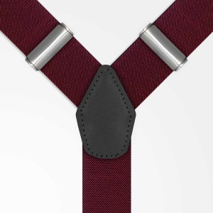 Szelki zapinane na guziki bordowe gładkie z wykończeniem skórzanym 12