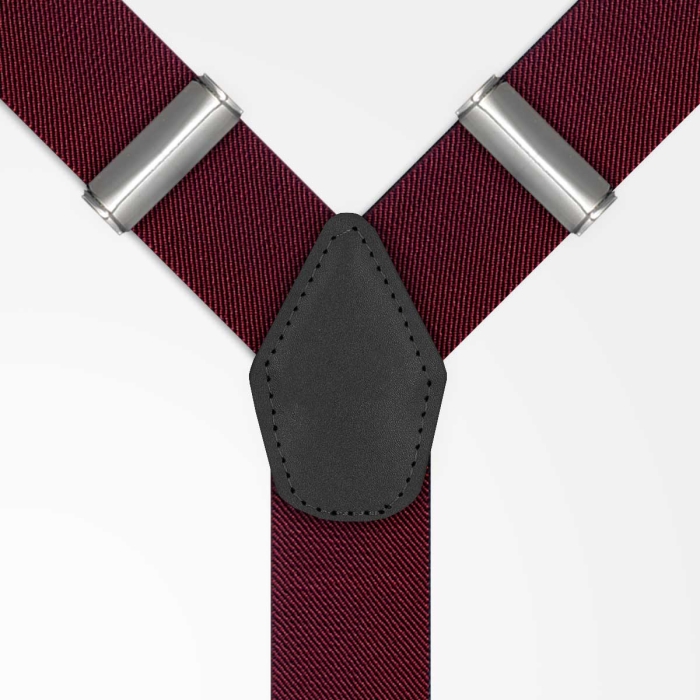 Szelki zapinane na guziki bordowe gładkie z wykończeniem skórzanym 12