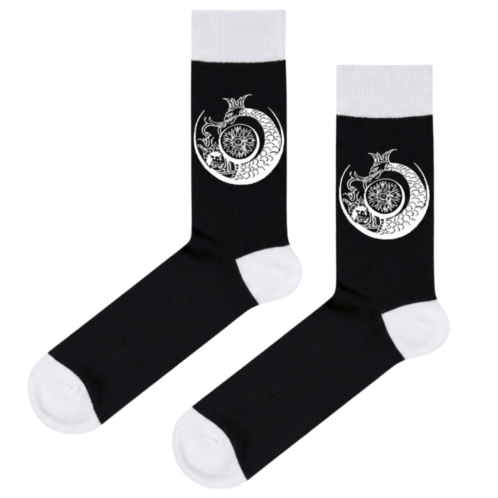 Skarpety kolorowe - Biało - czarne Królewski Smok rozmiar: 39 - 42