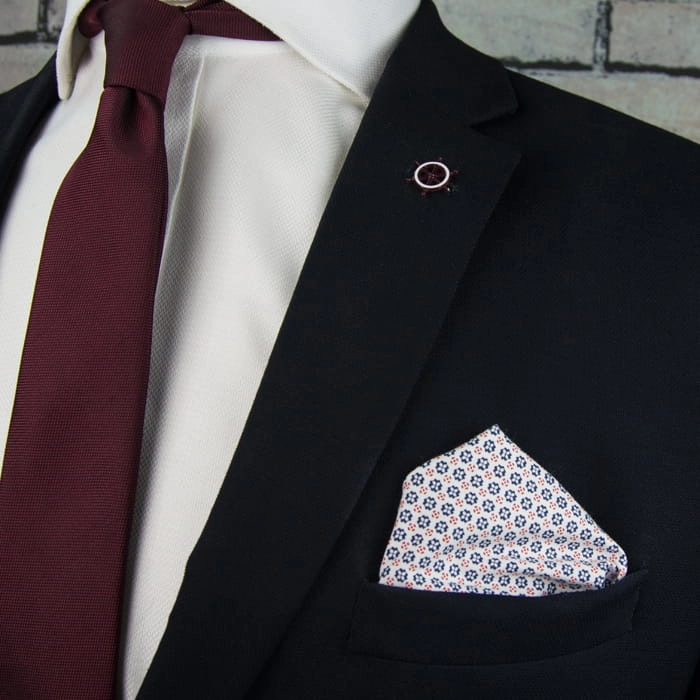 EM Men's Accessories poszetka biała mikrowzór poszetka z krawatem zestaw.jpg