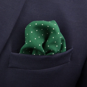 EM Men's Accessories poszetka zielona w białe kropki groszki.jpg
