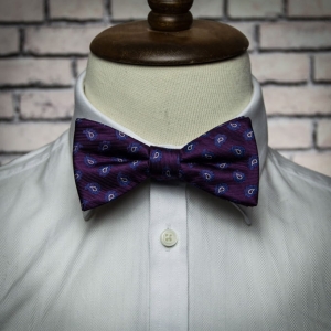 Mucha pre-tied wiązana bakłażanowa paisley