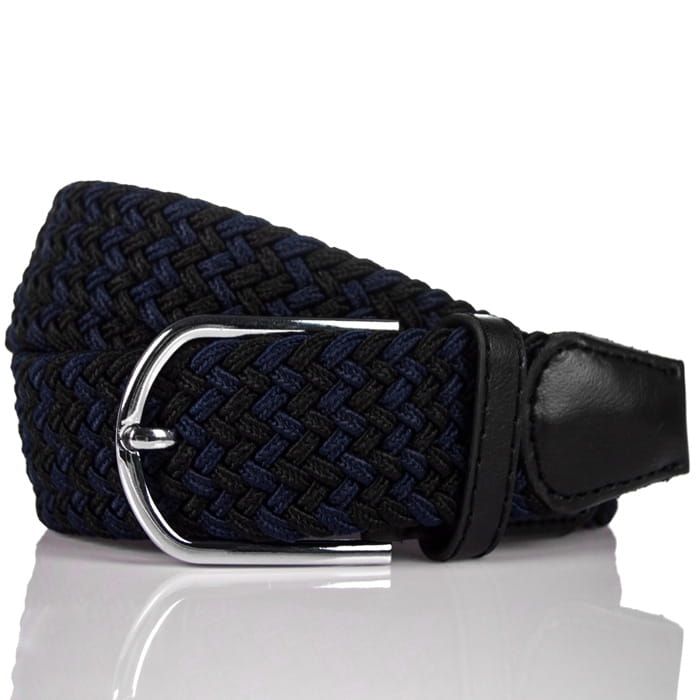 Pasek pleciony casualowy granatowy czarny EM CH8