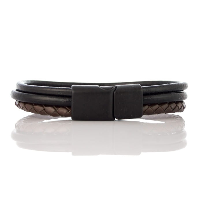 EM Men's Accessories bransoletka skórzana czarno-brązowa.jpg