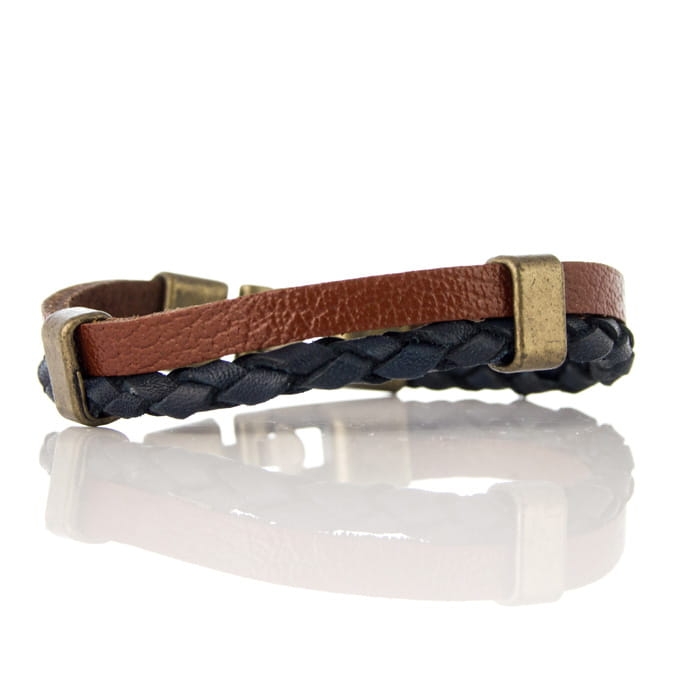 EM Men's Accessories bransoletka skórzana brązowo-granatowa.jpg