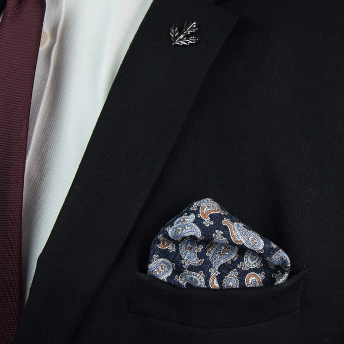 EM Men's Accessories poszetka bawełna len granatowa.jpg