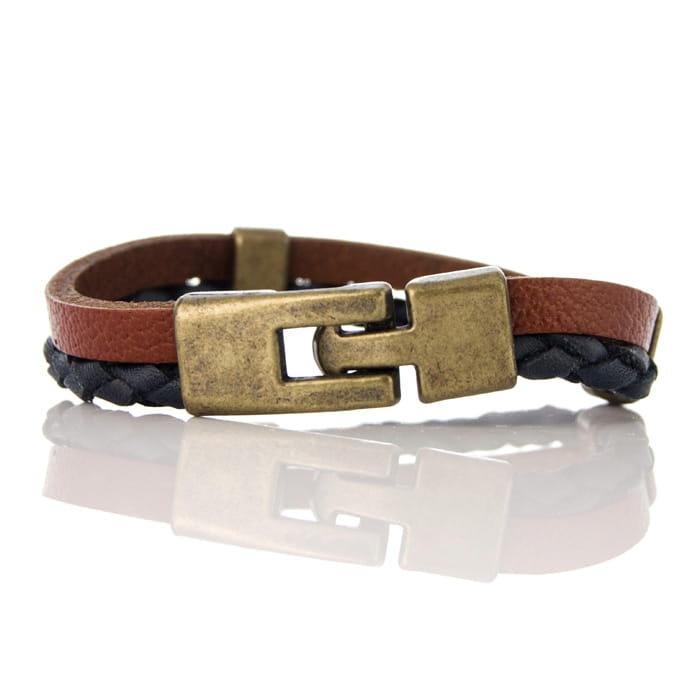 EM Men's Accessories bransoletka skórzana brązowo-granatowa.jpg