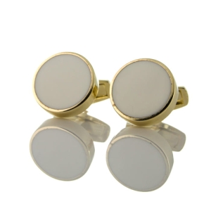 EM Men's Accessories spinki do mankietów złote okrągłe z masą perłową.jpg