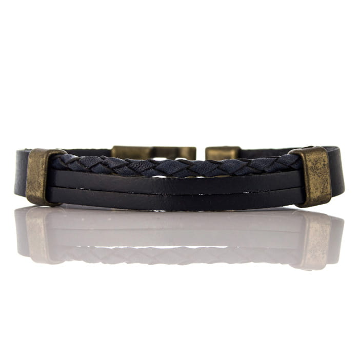EM Men's Accessories bransoletka skórzana granatowa.jpg