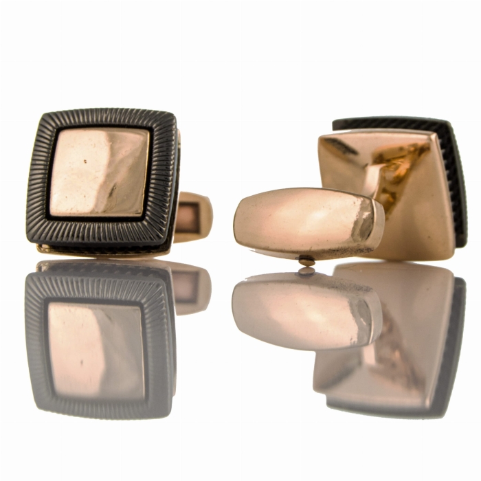 EM Men's Accessories spinki do mankietów kwadratowe z tłoczeniem stare złoto.jpg