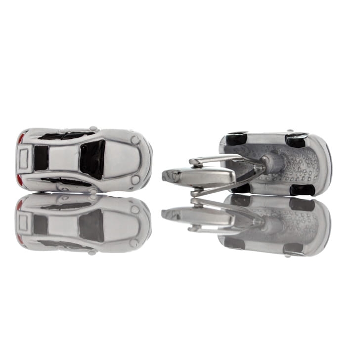 EM Men's Accessories srebrne spinki do mankietów w kształcie białego smaochodu.jpg