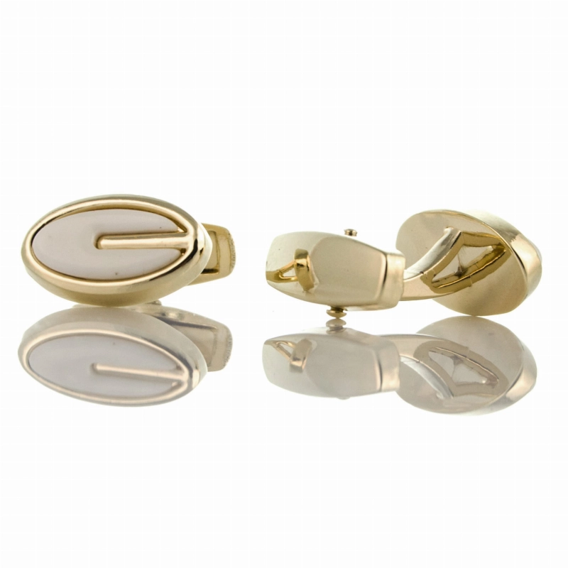 EM Men's Accessories spinki do mankietów złote owalne z masą perłową.jpg