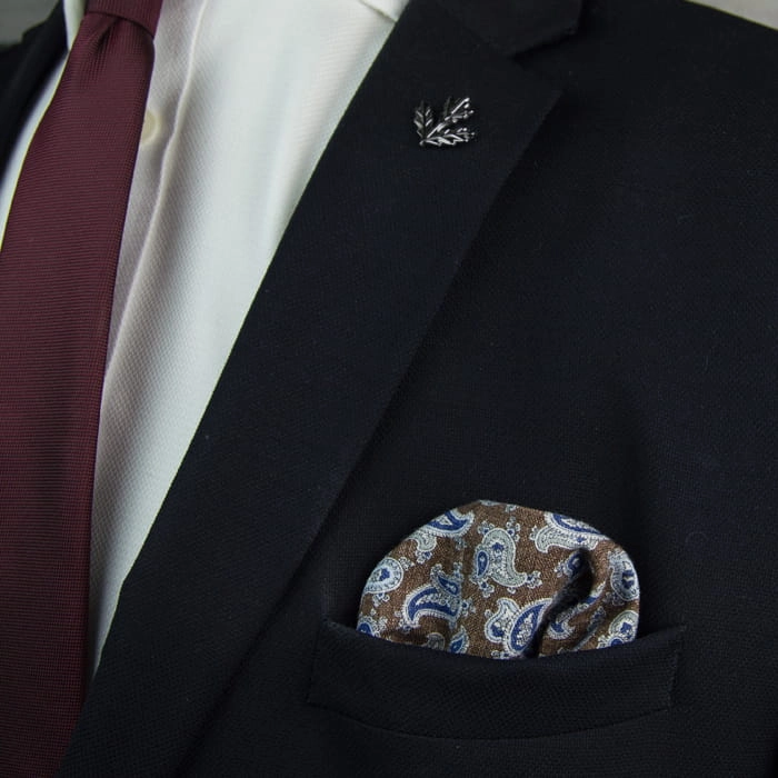 EM Men's Accessories poszetka bawełna len brązowa.jpg