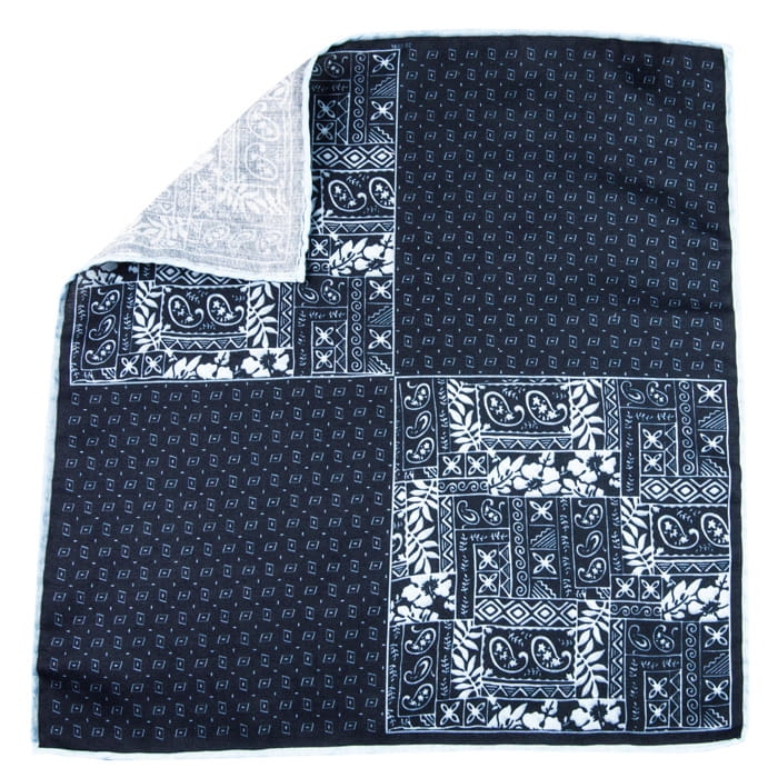 EM Men's Accessories poszetka bawełna-modal granatowa liście.jpg