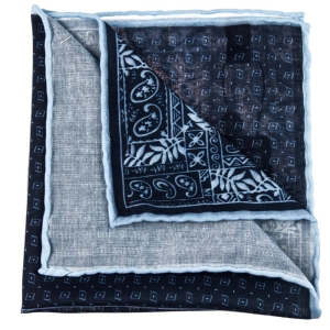 EM Men's Accessories poszetka bawełna-modal granatowa liście.jpg