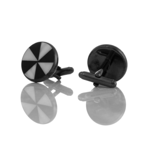 EM Men's Accessories spinki do mankietów okrągłe srebrne czarno-białe.jpg
