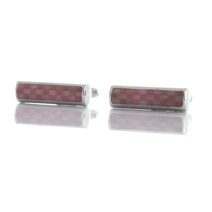 EM Men's Accessories spinki do mankietów srebrne różowe mozaika.jpg