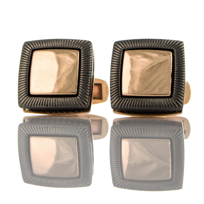 EM Men's Accessories spinki do mankietów kwadratowe z tłoczeniem stare złoto.jpg