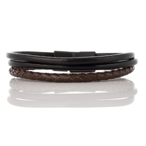 EM Men's Accessories bransoletka skórzana czarno-brązowa.jpg