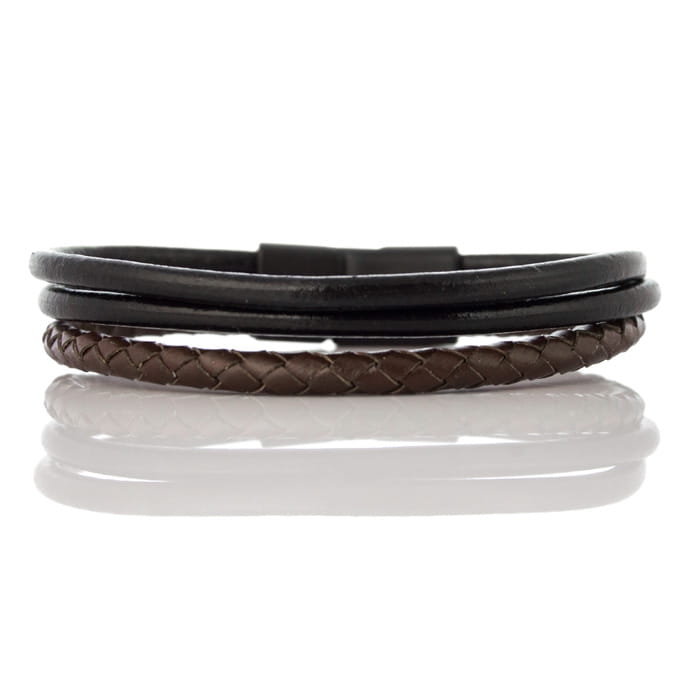 EM Men's Accessories bransoletka skórzana czarno-brązowa.jpg