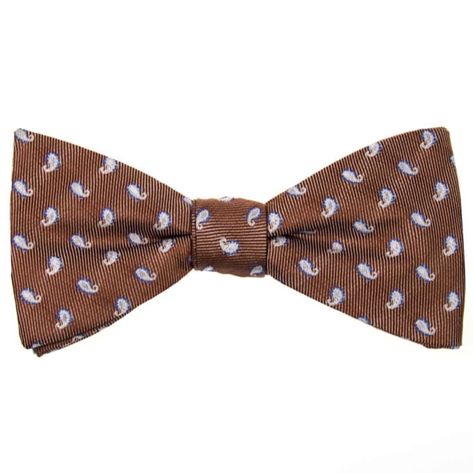 Mucha pre-tied wiązana brązowa paisley