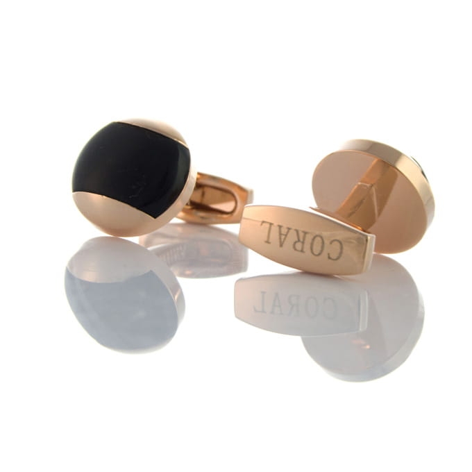 EM Men's Accessories spinki do mankietów złote z czarnym oczkiem.jpg